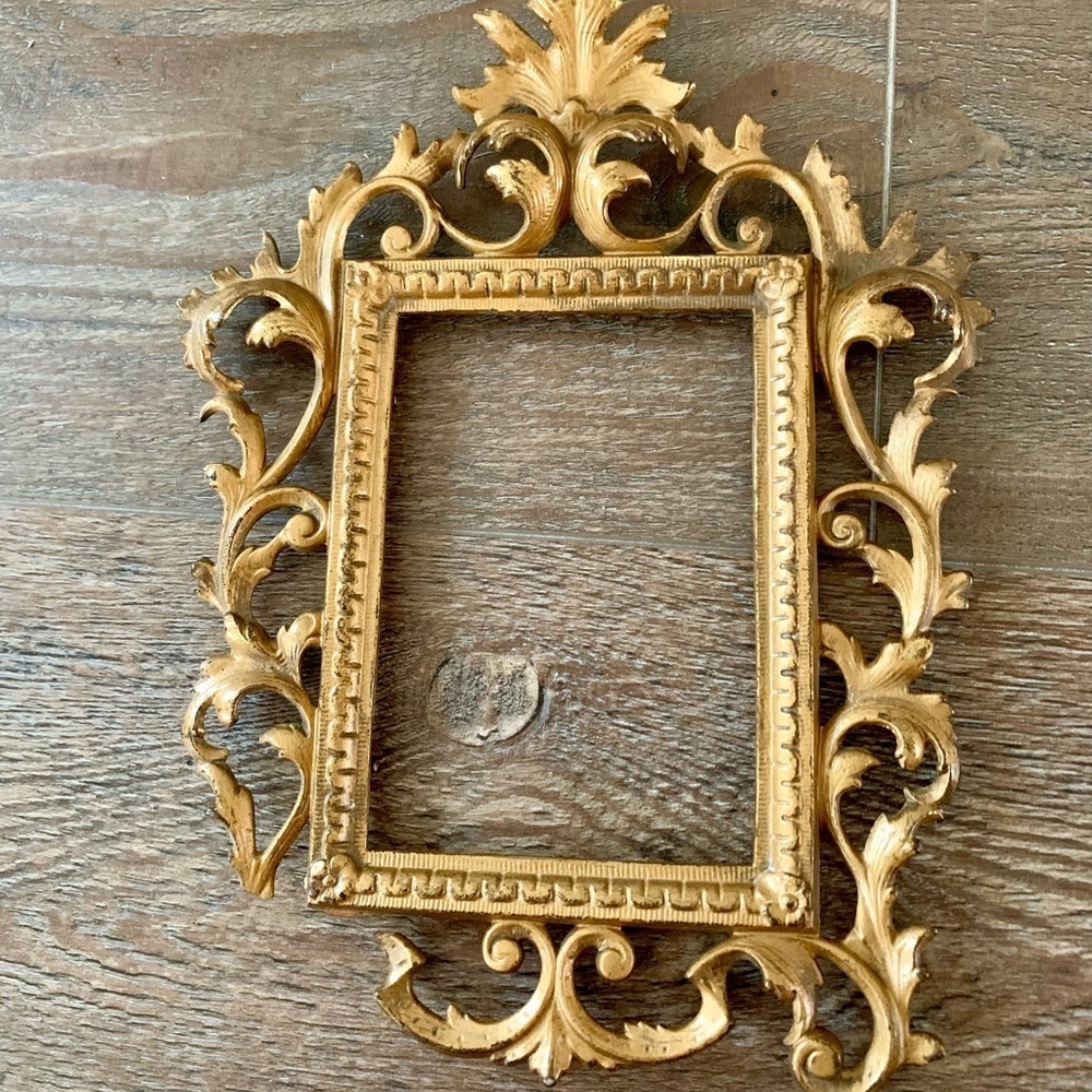 Antique Victorian Baroque Brass Frame 7/11 Inch